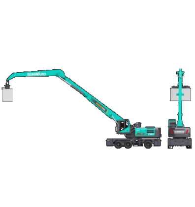 作业幅度达18米，森林舞会网页版智能首台轮式抓料机成功下线